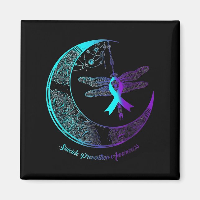 Imán Suicide Awareness Shirt Dragonfly Moon Suicide Pre (Frente)