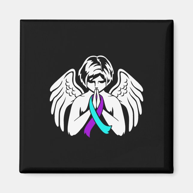 Imán Suicide Awareness Wings Angel Ribbon Happy Support (Frente)
