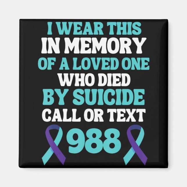 Imán Suicide Prevention 988 Hotline In Memory Of Loved  (Frente)