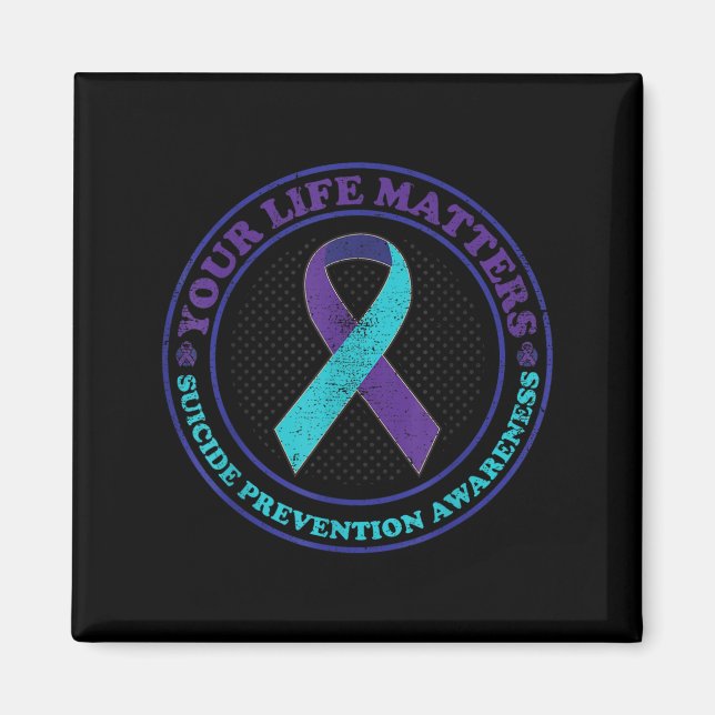 Imán Suicide Prevention Awareness Teal &amp; Purple Rib (Frente)