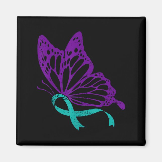 Imán Suicide Prevention Awareness Teal &amp; Purple Rib (Frente)