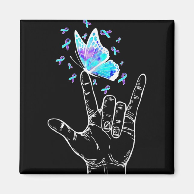 Imán Suicide Prevention Awareness Week Butterfly Love H (Frente)