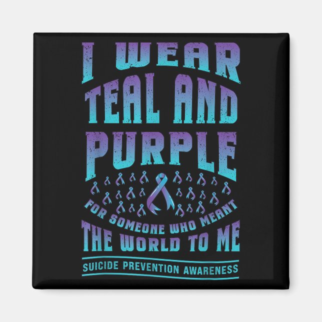 Imán Suicide Prevention Wear Teal Purple For Someone Aw (Frente)