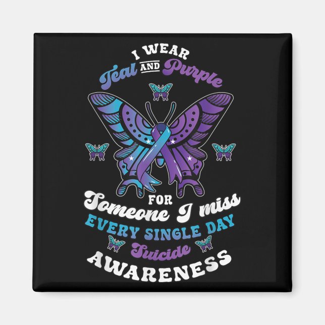 Imán Suicide Prevention Wear Teal Purple Someone I Miss (Frente)
