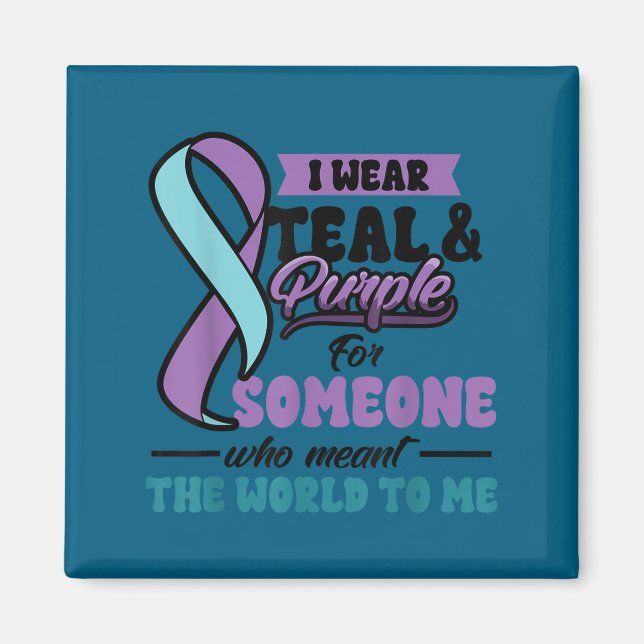 Imán Suicide Prevention Wear Teal Purple Someone Meant  (Frente)
