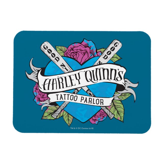 Imán Suicide Squad | Harley Quinn's Tattoo Parlor Heart (Horizontal)