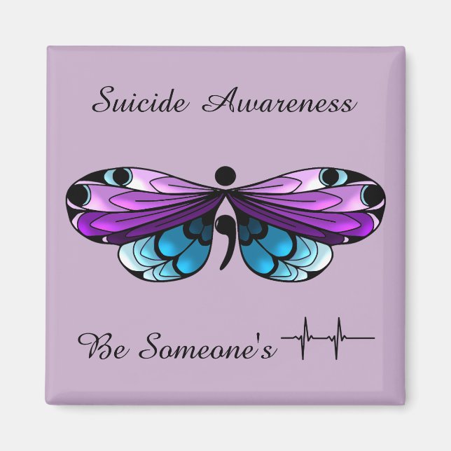 Imán Suicidio Conciencia Mariposa Semicolon Magnet (Frente)