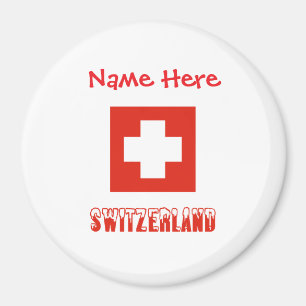 Imán Suiza Bandera Suiza Personalización Roja