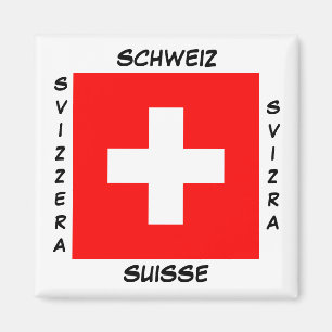 Imán Suiza: Magnet cuadrado de bandera de Suiza