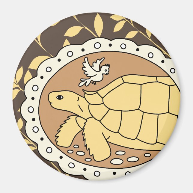 Imán Sulcata Tortoise Magnet (oval marrón) (Frente)
