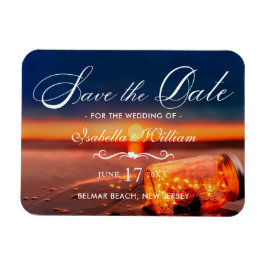 Imán Summer Beach Mason Jar Blue Night Save the Date