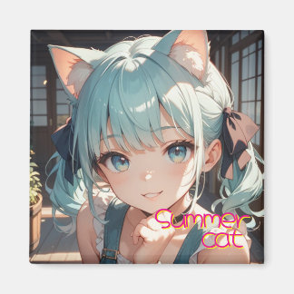 Imán summer cat girl