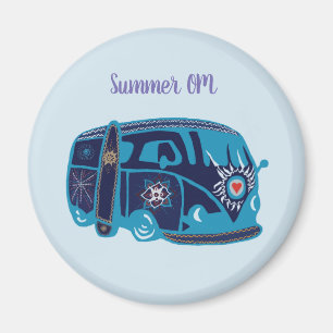 Imán Summer Om Hippie Van Standard, 5,7 Cm Round Magnet