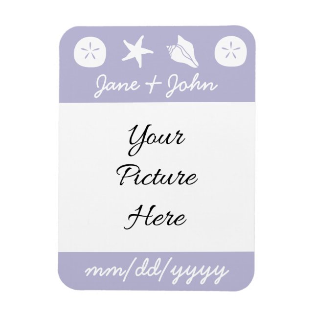 Imán Summer Seashells in Lavender Save-the-Date Magnet (Vertical)