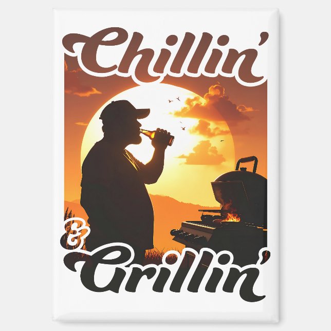 Imán Summer Vibes Chillin’ & Grillin' Silhouette (Anverso)