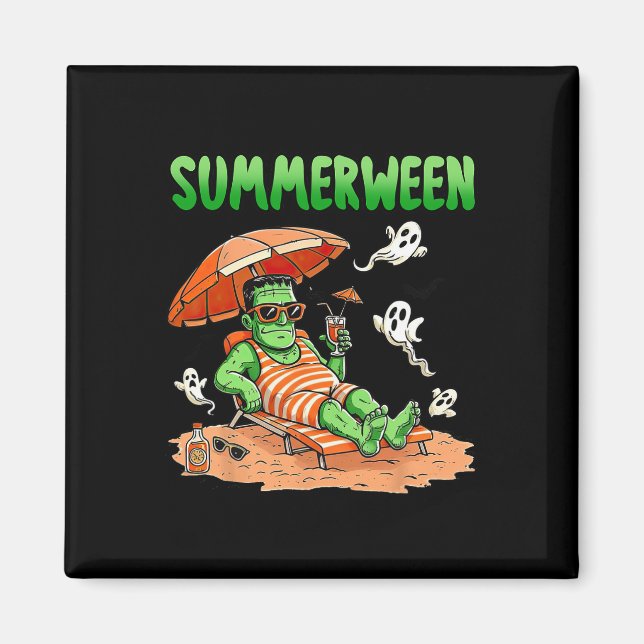 Imán Summerween Halloween Hello Summer Frankenstein Boo (Frente)