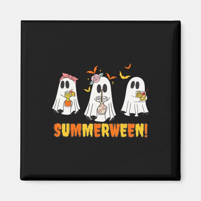 Imán Summerween Skeleton Ghost Beach Fiesta Halloween V (Frente)