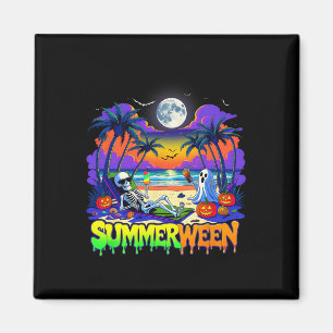 Imán Summerween Skeleton Ghost Beach Funny Spooky Hallo