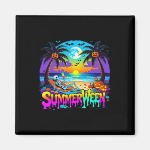 Imán Summerween Skeleton Ghost Beach Funny Spooky Hallo