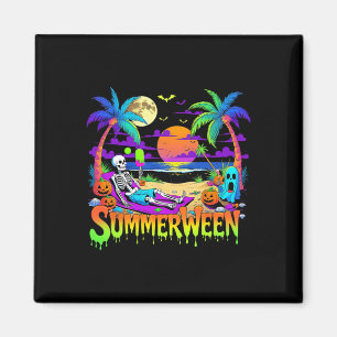 Imán Summerween Skeleton Ghost Beach Funny Spooky Hallo