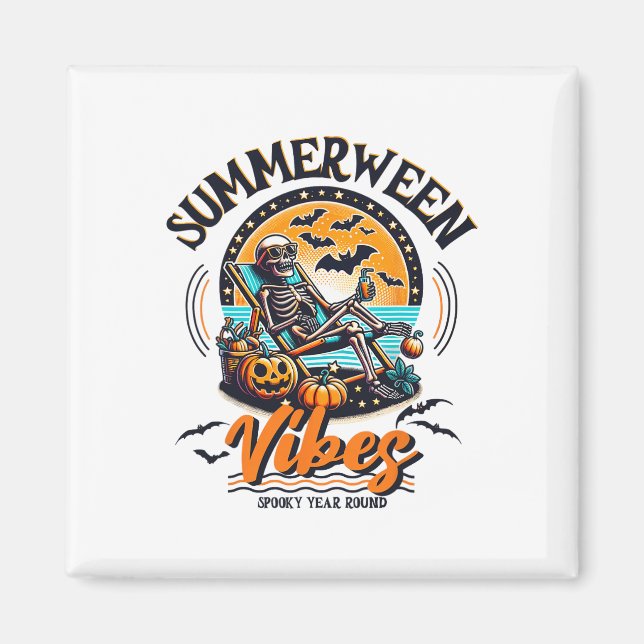 Imán Summerween Skeleton Spooky Year Round Hallo (Frente)