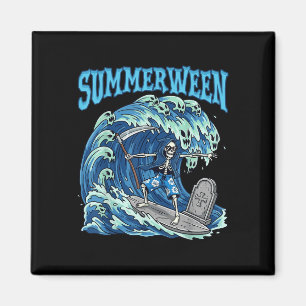 Imán Summerween Skeleton Surf Grim Reaper Beach Spooky
