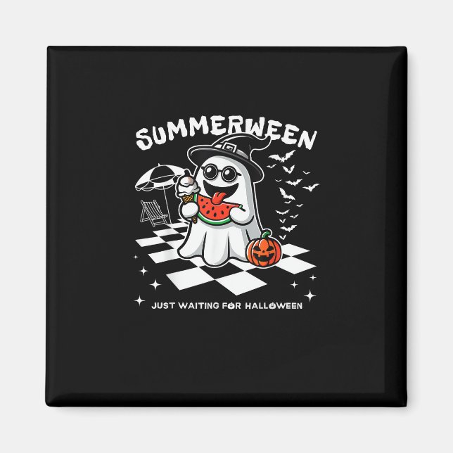Imán Summerween Spooky Halloween Summer Vibes Calabaza  (Frente)