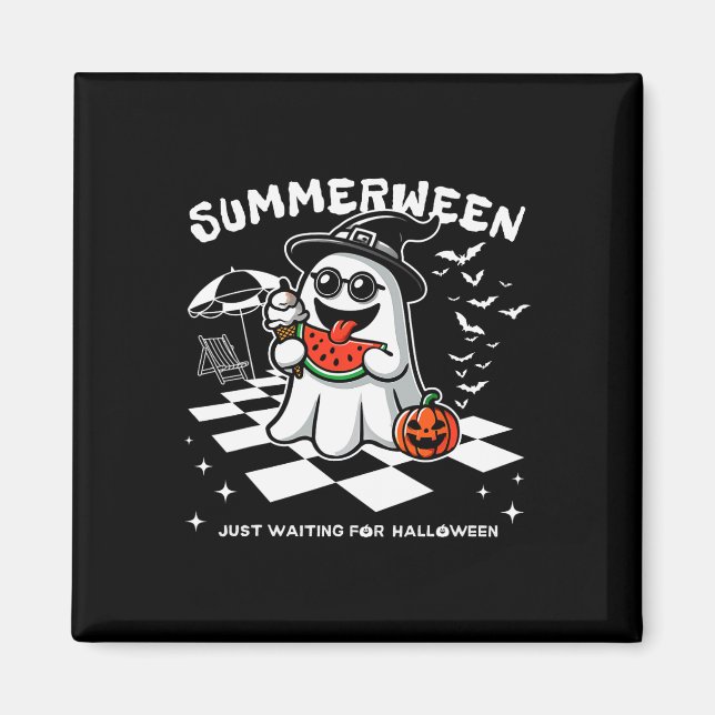 Imán Summerween Spooky Halloween Summer Vibes Calabaza  (Frente)