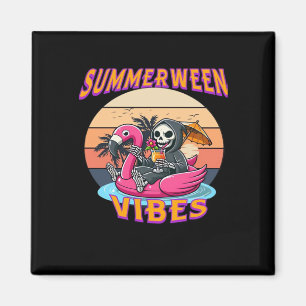Imán Summerween Vibes Grim Reaper Flamingo Floor Retro