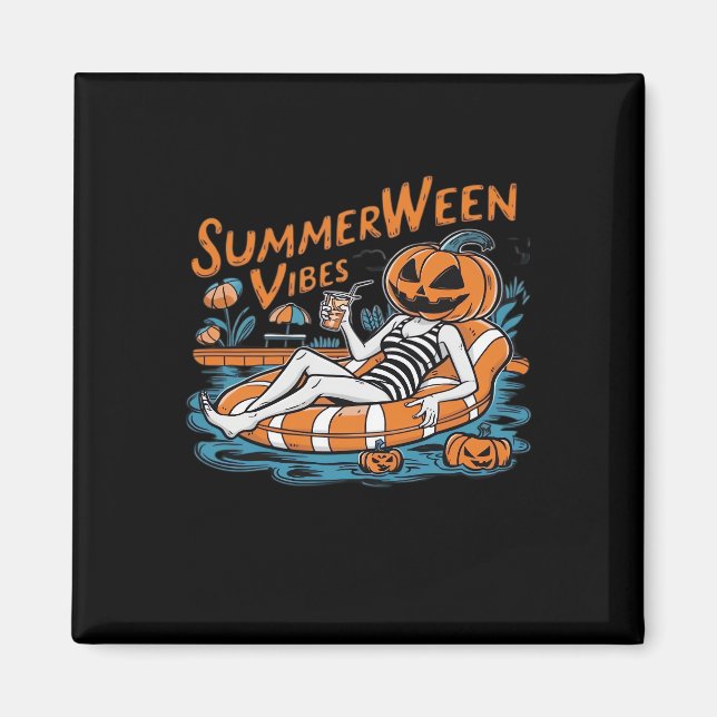 Imán Summerween Vibes Para El Espantador Verano, Regalo (Frente)
