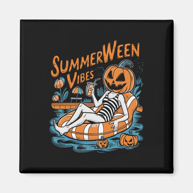 Imán Summerween Vibes Spookone Summer Pumpkin Cute (Frente)