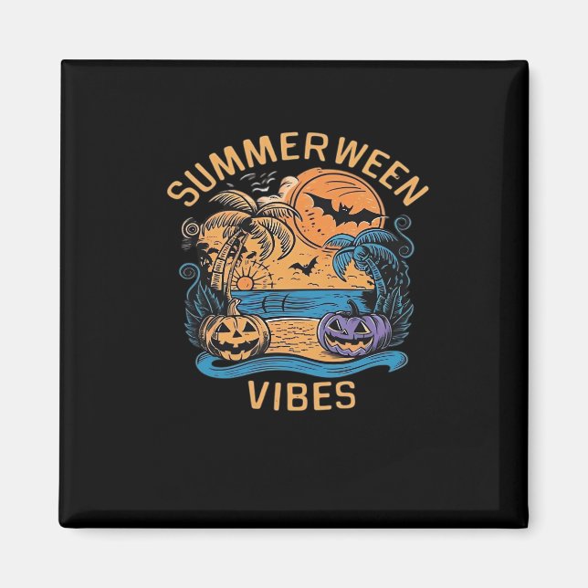 Imán Summerween Vibes Tocante Calabaza de verano Fundic (Frente)