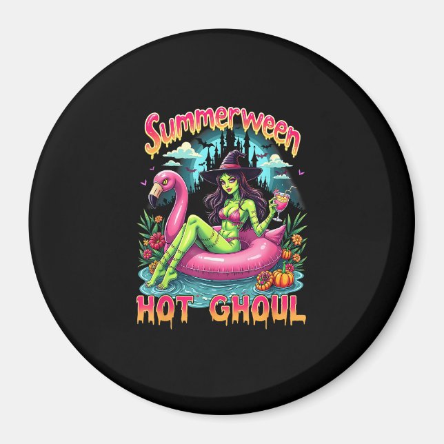 Imán Summerween Witch Vibes Vacation Halloween Funny Pa (Frente)