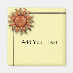 Imán Sun de bronce en el fondo poner crema