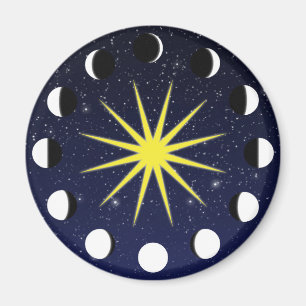 Imán Sun, fases de la luna y estrellas