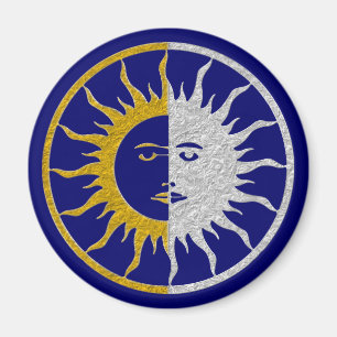 Imán SUN & MOON Symbol - plata dorada