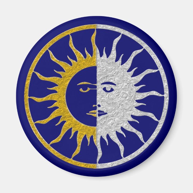 Imán SUN & MOON Symbol - plata dorada (Frente)