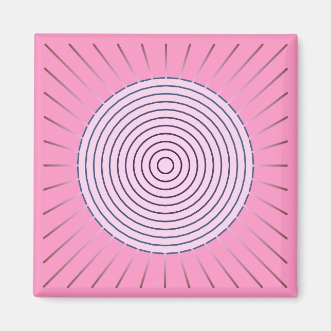 Imán Sunburst geométrico moderno - Tonos rosados (Frente)