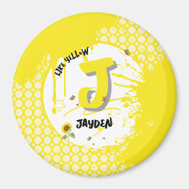 Imán Sunflower acuarela con mariposas como amarillo