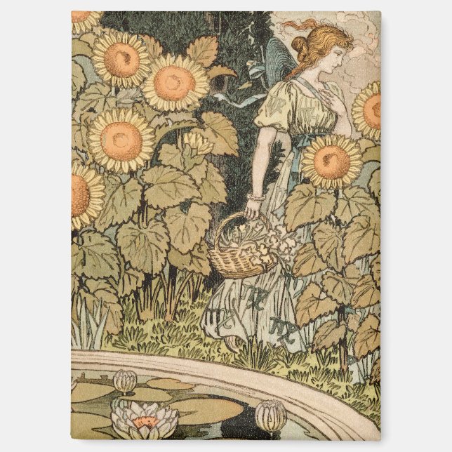 Imán Sunflower Art Nouveau Garden Grasset Mujer (Anverso)