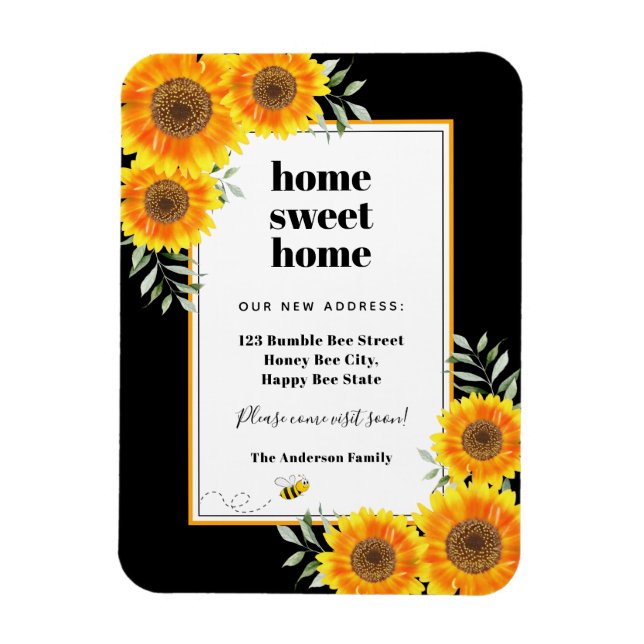 Imán Sunflower hogar dulce hogar hogar negro movimiento (Vertical)