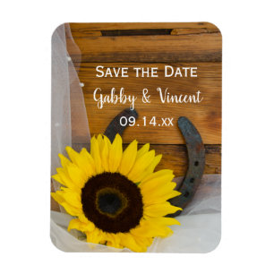 Imán Sunflower Horseshoe Western Wedding Save the Date