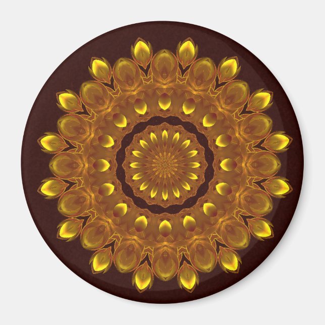 Imán Sunflower Kaleidoscope Mandala (Frente)