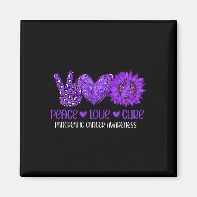 Imán Sunflower Peace Love Pancreatic Cancer Awareness R (Frente)