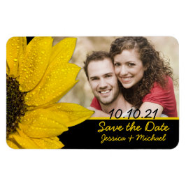 Imán Sunflower Photo Wedding Save the Date Magnet