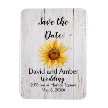 Sunflower Sun brillo Save the Date Magnet
