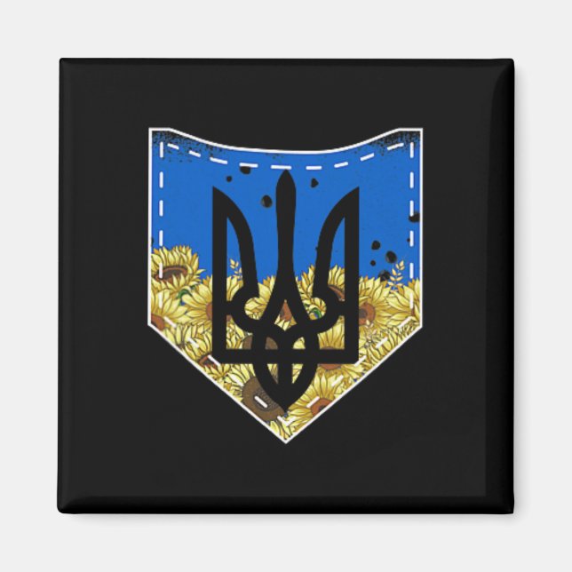 Imán Sunflower Ukrainian Flag And Trysub Pocket Tee Flo (Frente)