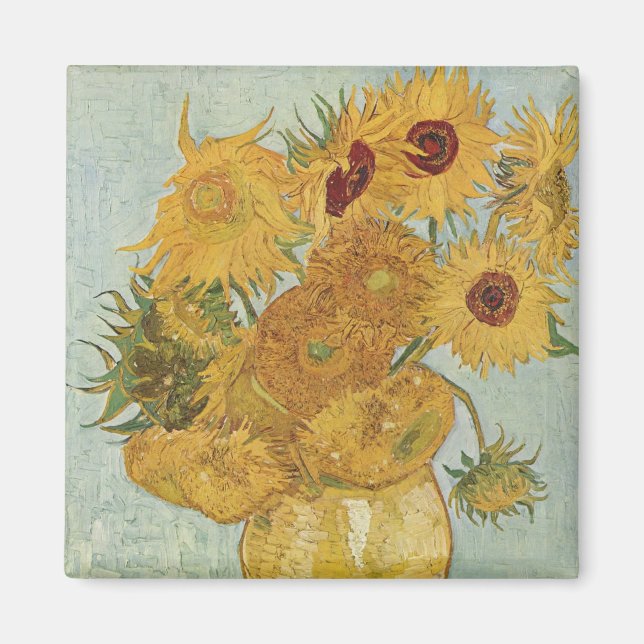 Imán Sunflowers(en azul)-Vincent van Gogh (Frente)