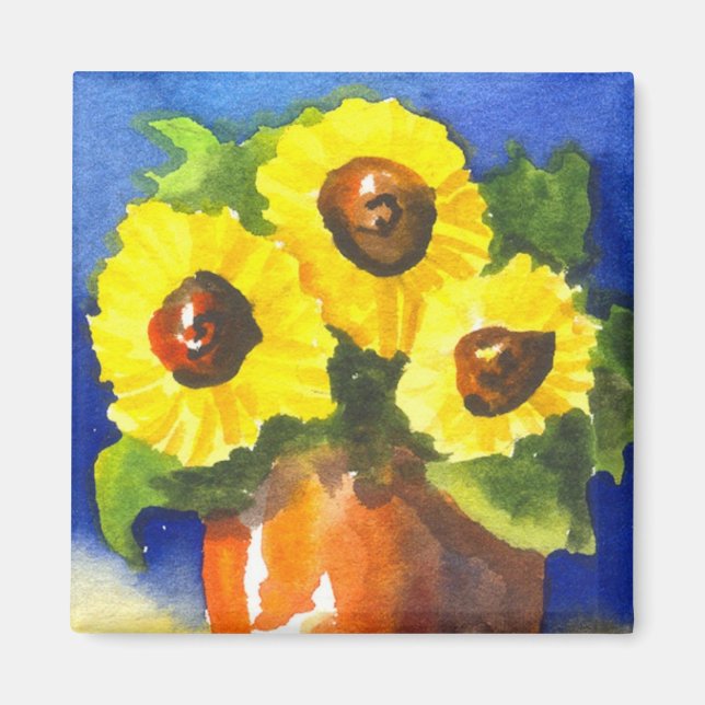 Imán Sunflowers in Clay Pot (Frente)