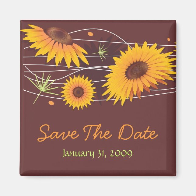 Imán Sunflowers Save The Date Boda Invitación 2 (Frente)